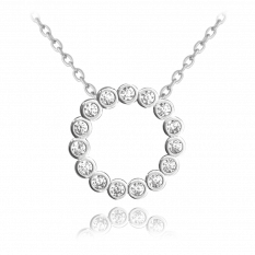 MINET Kuličkový stříbrný náhrdelník s bílými zirkony JMAS0122SN45