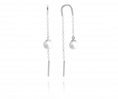 MINET Stříbrné protahovací visací náušnice s přírodními perlami JMAS7038SE00