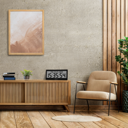 Velké černé digitální hodiny s češtinou LAVVU MODIG řízené rádiovým signálem LCX0011