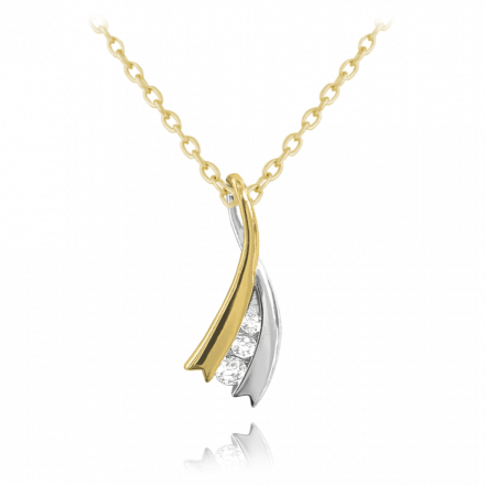 Elegantní pozlacený stříbrný náhrdelník MINET s bílými zirkony JMAS0123GN45