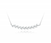 MINET Stříbrný náhrdelník LÍSTKY s bílými zirkony JMAS0143SN49