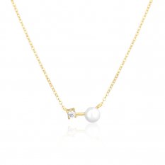 Stříbrný náhrdelník s perlou pozlacený SVLN0341XD2GP45