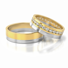 Zlaté snubní prsteny se zirkony vzor 078/W