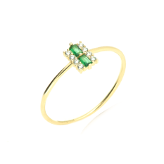 Jemný zlatý prsten se zirkony RA005150
