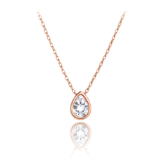 MINET Elegantní zlatý náhrdelník z růžového zlata s bílým zirkonem JMG0269WRN42