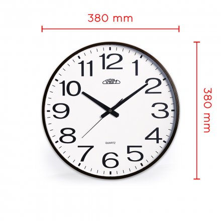 Nástěnné plastové hodiny bílé/hnědé PRIM Klasik Style E01P.3987.5000