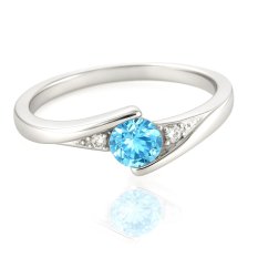 MINET Elegantní stříbrný prsten s modrým zirkonem JMAN0046BR51