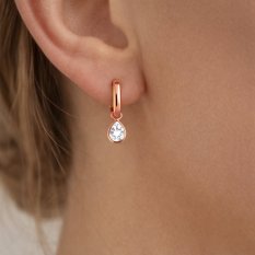 MINET Elegantní zlaté náušnice z růžového zlata s bílými zirkony JMG0269WRE00