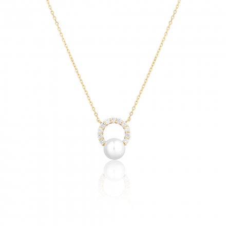 Stříbrný náhrdelník s perlou pozlacený SVLN0565SD2GP45