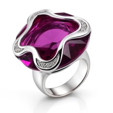 Luxusní dámský stříbrný prsten s fialovým krystalem a zirkony JOY´s JOY-P1