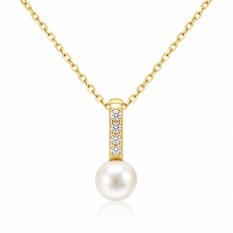 Elegantní a jemný zlatý přívěsek s bílou perlou PA000341