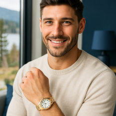 LAVVU Ocelové pánské hodinky GLIMT Gold LWM0323
