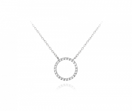 Stříbrný náhrdelník MINET KROUŽEK s bílými zirkony JMAN0140SN45