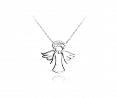 Stříbrný náhrdelník MINET ANDĚL se svatozáří JMAN0069SN45
