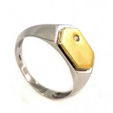 Pánský prsten z bílého a žlutého zlata se zirkonem GEMFP-410