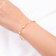 MINET Zlatý náramek s přirodní perlou JMG0301WGB17