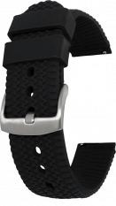 Černý strukturovaný silikonový řemínek na hodinky LS01B22 - 22 mm