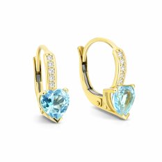 Zlaté náušnice s topazem SRDCE EAG00149