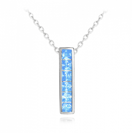 Třpytivý stříbrný náhrdelník MINET s velkými světle modrými zirkony JMAN0025AN45