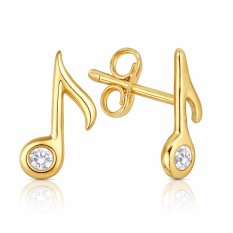 MINET Zlaté náušnice noty s bílými zirkony JMG0317WGE00