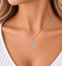 Zlatý přívěsek z bílého zlata křížek AUH0038-W-WH-0140