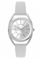 MINET Stříbrné dámské hodinky ICON SILVER WHITE s koženým řemínkem MWL5026