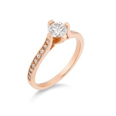 Zásnubní prsten z růžového zlata se zirkony BU-9R