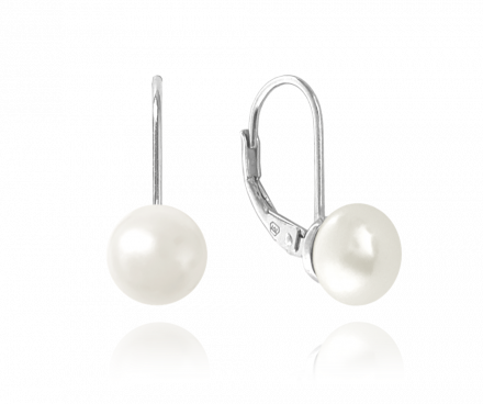 Stříbrné náušnice MINET s bílou perlou JMAS7030SE00