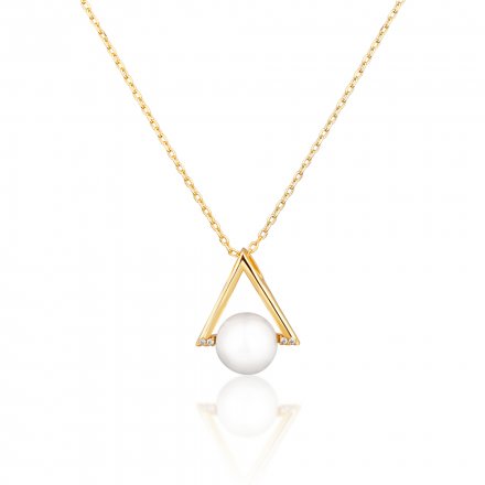 Stříbrný náhrdelník s perlou pozlacený SVLN0555SD2GP45