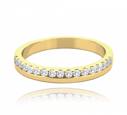 MINET pozlacený stříbrný snubní prsten s bílými zirkony JMAN0444GR52