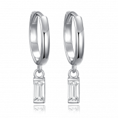 MINET Stříbrné náušnice kroužky s visícími bílými zirkony JMAS0243SE00