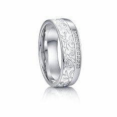 Stříbrný snubní prsten se zirkony a bílým smaltem 038W925AG52