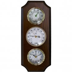 Dřevěné nástěnné hodiny s teploměrem a barometrem Prim E06P.3976.50