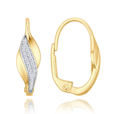 MINET Elegantní zlaté náušnice s bílými zirkony JMG0296WGE00