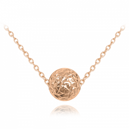 Rose gold broušený stříbrný náhrdelník MINET KULIČKA JMAS0117RN45