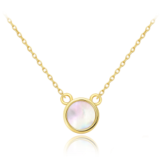 MINET Elegantní zlatý náhrdelník s bílou perletí JMG0304WGN45