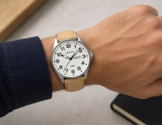 LAVVU Ocelové pánské hodinky BERGEN White / Top Grain Leather se svítícím číselníkem LWM0149