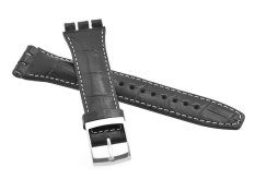 Řemínek k hodinkám Swatch kůže černý croco 17 mm