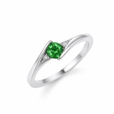 MINET Elegantní stříbrný prsten se zeleným zirkonem JMAN0046GR47