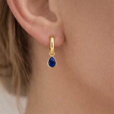 MINET Elegantní zlaté náušnice s tmavě modrými zirkony JMG0269BGE00
