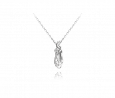Stříbrný náhrdelník MINET BALETNÍ PIŠKOT s bílými zirkony JMAD0021WN38