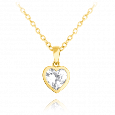 Pozlacený stříbrný náhrdelník MINET SRDÍČKO s bílým zirkonem JMAD0015XN40