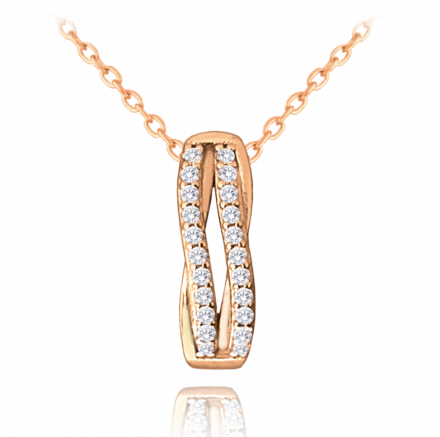 MINET Rose gold elegantní stříbrný náhrdelník s bílými zirkony JMAS0196RN45