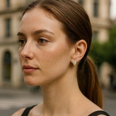 MINET Pozlacené stříbrné náušnice kapky s bílými zirkony JMAN0565XE01