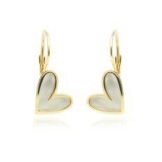 Zlaté náušnice s perletí SRDCE EA002259