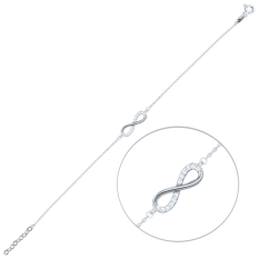 MINET Elegantní zlatý náramek z bílého zlata nekonečno s bílými zirkony JMG0266WSB17