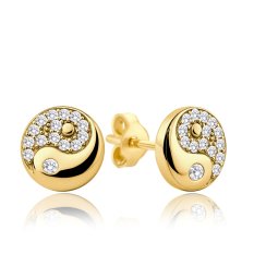 Zlaté náušnice Jin a Jang se zirkony JMG0347WGE00
