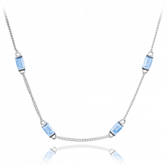 MINET Stříbrný náhrdelník s modrými zirkony JMAS0243AN42