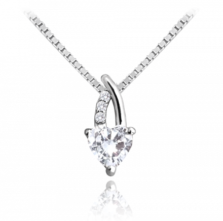 MINET Stříbrný náhrdelník LOVE s bilým srdíčkovým zirkonem JMAS0191SN45