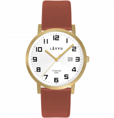 Pánské lehké titanové hodinky LAVVU TITANIUM LYNGDAL Gold LWM0212